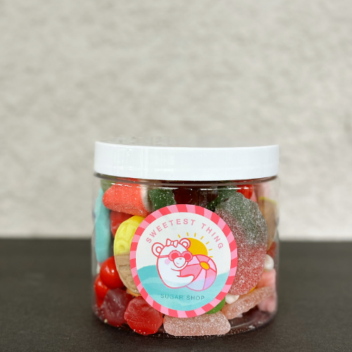 A JAR OF ASSORTED CANDY