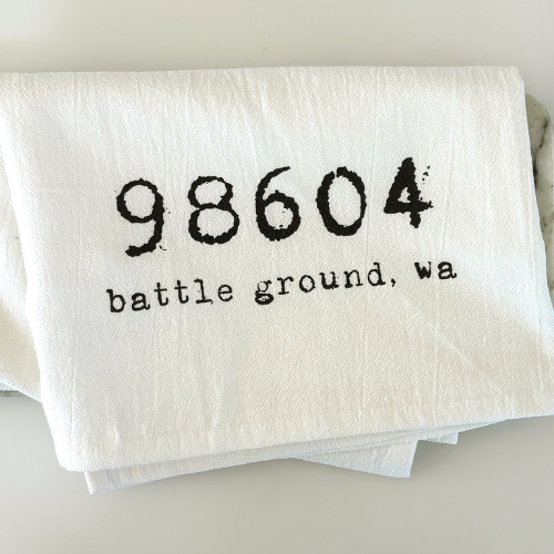 BATTLE GROUND ZIP CODE TEA TOWEL