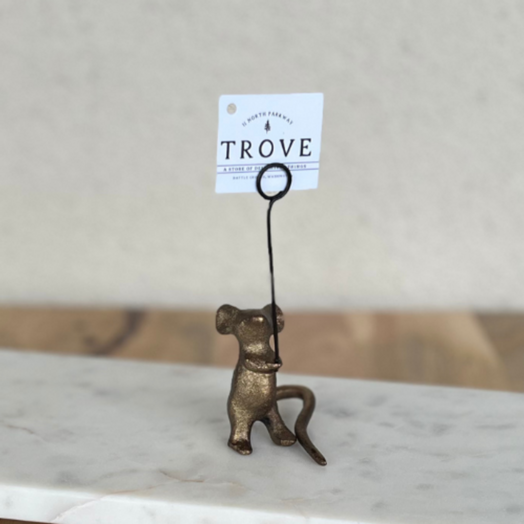Cast Iron Mouse Card Holder