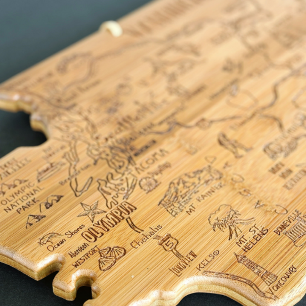 Washington State Cutting Board with Landmarks