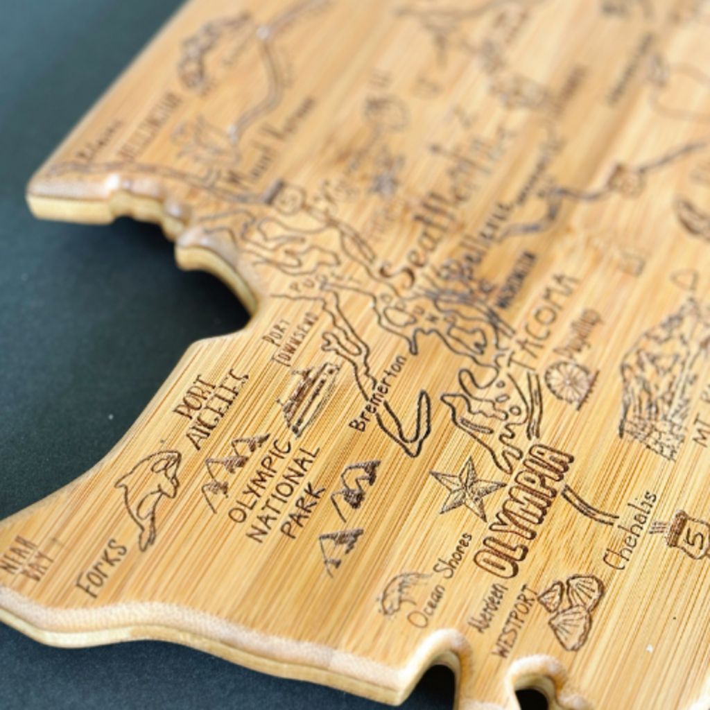Washington State Cutting Board with Landmarks