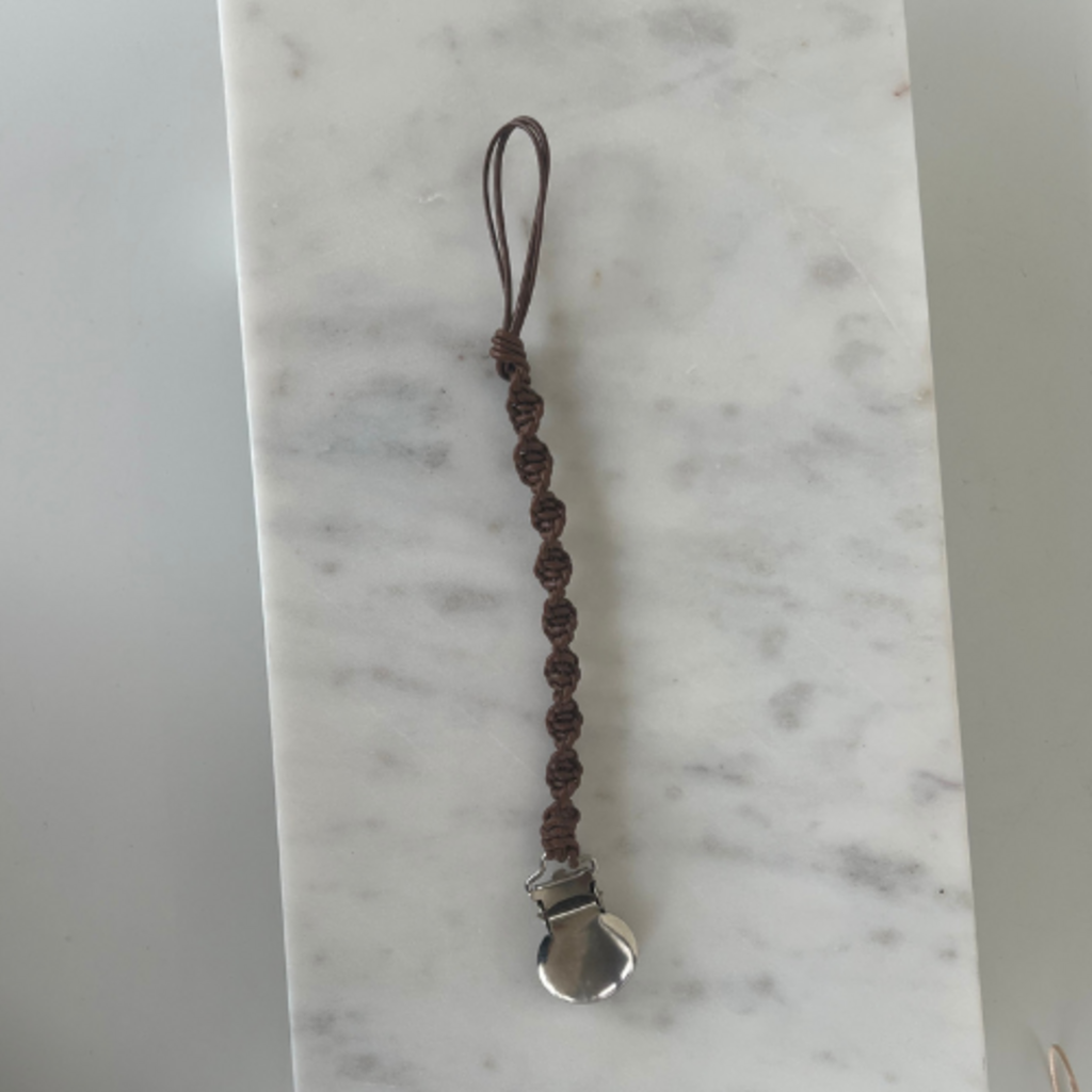 Leather Braided Pacifier Clip