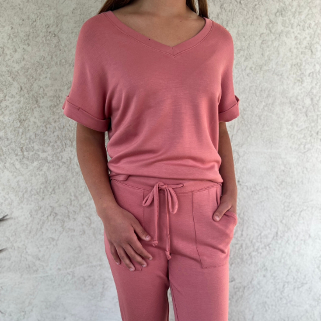Softies Puredream V-Neck Lounge Set Copper Rose