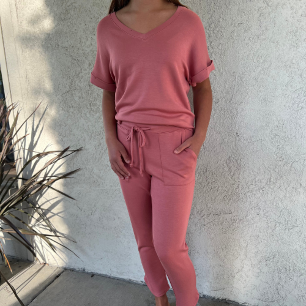 Softies Puredream V-Neck Lounge Set Copper Rose