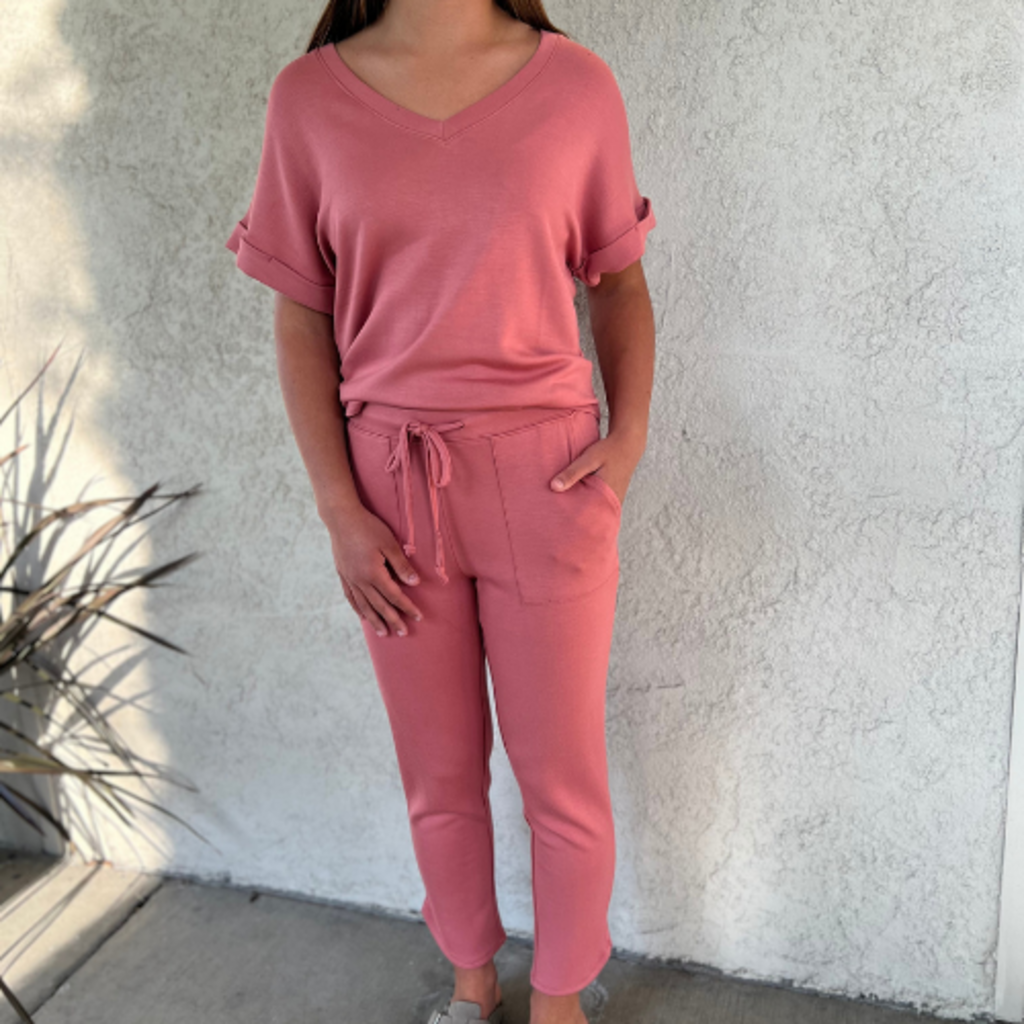 Softies Puredream V-Neck Lounge Set Copper Rose