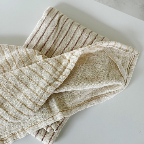 YELLOW AND RED STRIPED TEA TOWEL