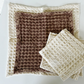 CREAM AND MAROON WAFFLE KNIT DISHRAGS