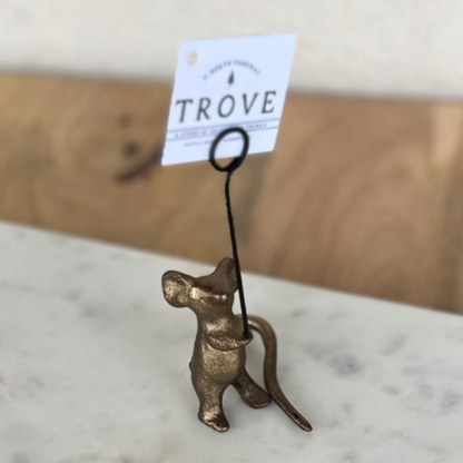 Cast Iron Mouse Card Holder