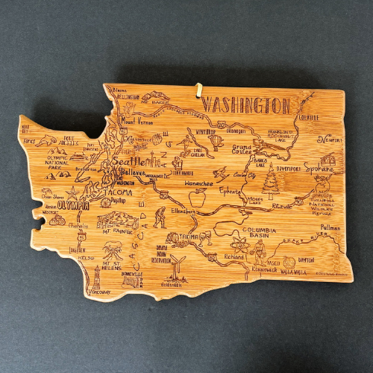 Washington State Cutting Board with Landmarks
