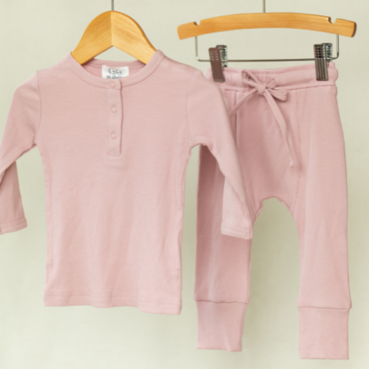 Ribbed Bamboo Set Pink